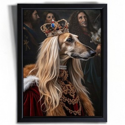 Royal Afghan Hound Portrait Elegant Dog Kunstdruck Afghan Hound As King Wandbild