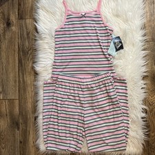 Art Class Girls Pajamas Set L 10/12 NWT Pink Gray Striped Tank  Pants Sleepwear