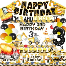 90 Pcs Dump Truck Party Decorations for Boys Baby .Construction 3rd Birthday ...