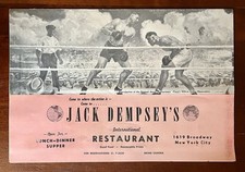 Vintage 1969 Jack Dempsey’s Restaurant Menu New York City Boxers On Front