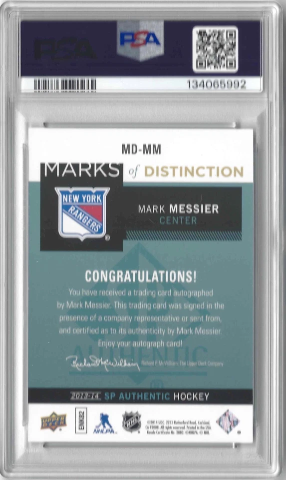 Mark Messier 2013-14 SP Authentic Marks Of Distinction Auto /25 MD-MM PSA 10 - Image 2 of 2