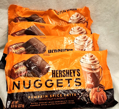 Hershey's Nuggets Pumpkin Spice Latte Flavor 8oz Bag Halloween Candy 4 Bags NEW