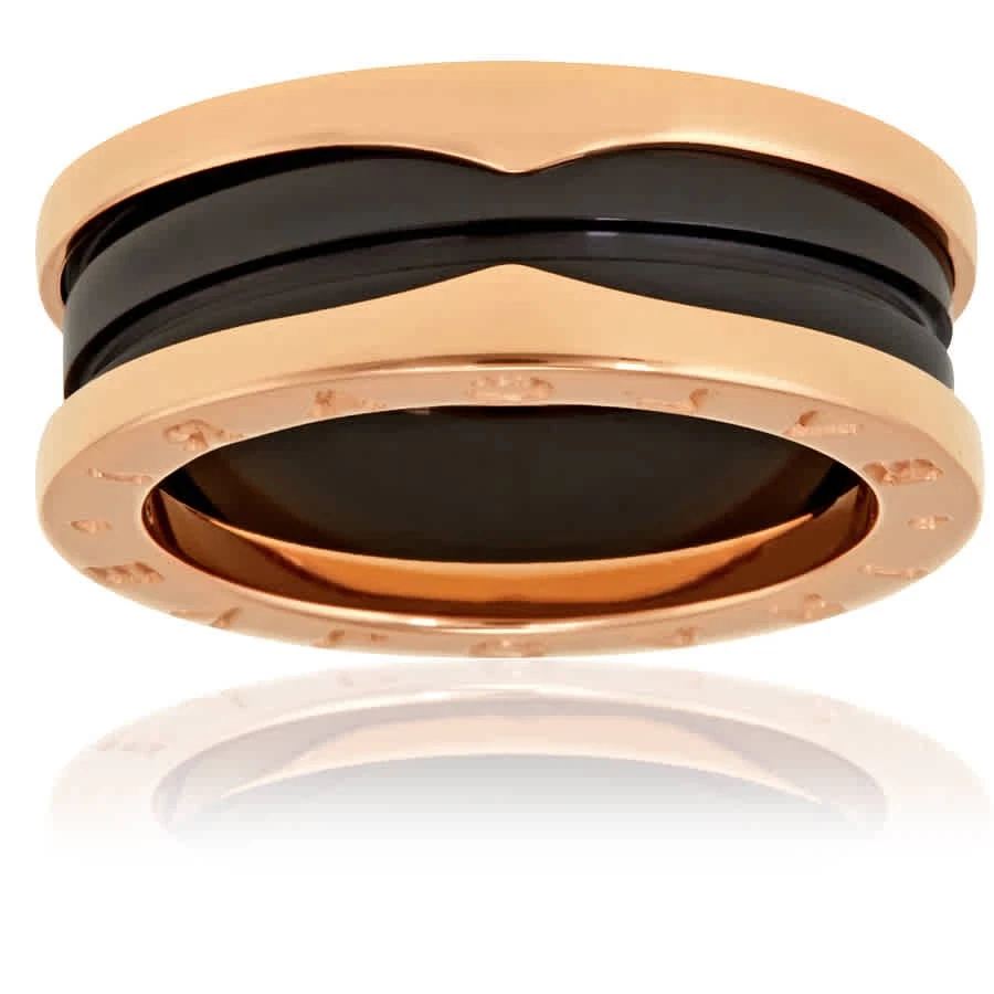 Anillo Bvlgari B.Zero1 Oro Rosa 18K Y Cerámica Negra 2 Bandas, Marca Foto 3 de 4