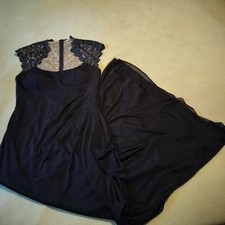 Xscape Blue Ruched Draped Lace Cap Sleeve Gown Dress 10 Formal MOB Gala Maxi