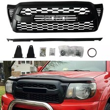 Bumper Hood Mesh Grill Fit For 2005 2006 2007 2008-2011 Tacoma Black Grille