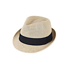 Summer Panama Straw Fedora Hats for Men Women Trilby Hat Large-X-Large Beige
