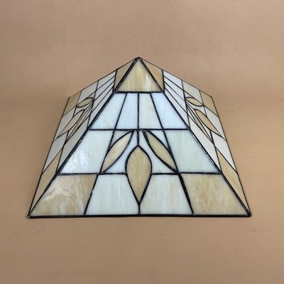 Art Deco Deckenschirm Buntglas Tiffany Stil weiß creme geometrisch Kette