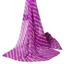 Sushila Vintage Purple Dupatta Pure Georgette Lehariya Digital Print Long Stole