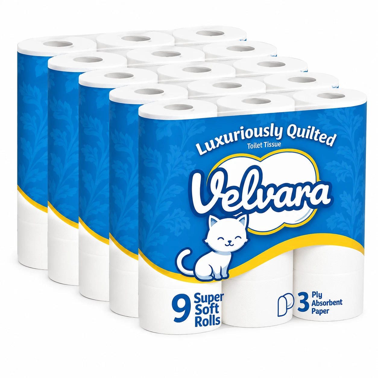 Velvara 45 toilet rolls bulk pack