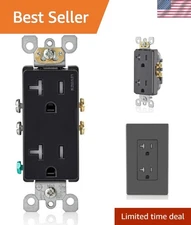 Reliable 20 Amp Duplex Electrical Outlet, Tamper-Resistant & Chic Black Finish