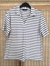 F&F White/Navy Stripe Towelling Co-Ord Top & Shorts. Size 8 top. Size 12 Shorts.