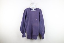 Vintage 80s 90s Champion Reverse Weave Mens Large Thrashed Sweatshirt Purple USA