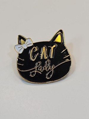 Cat Lady Black Cat With Bow Lapel Pin