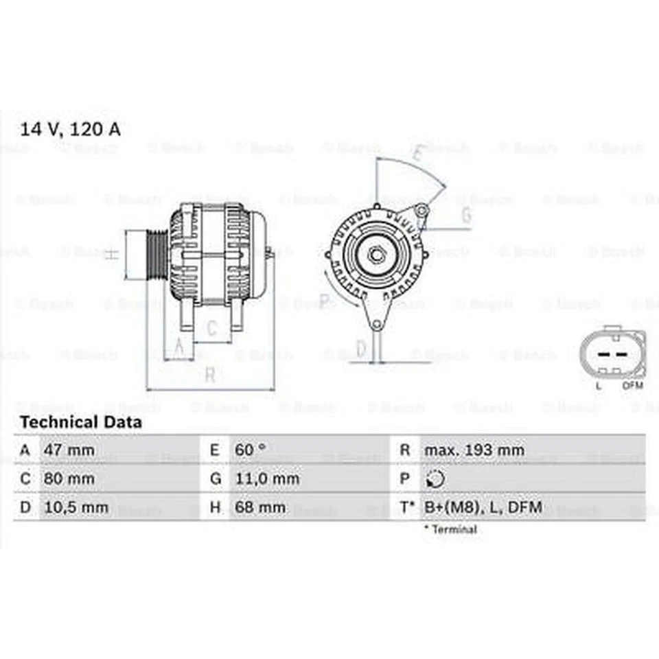 ALTERNATOR BOSCH 0 986 042 820 FOR IVECO - Image 2 of 3