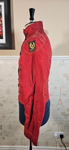 Chaqueta Belstaff Cera Nylon Para Mujer 46 UK 14/XL Rojo Gángster Motociclista Motocicleta - Imagen 5 de 21