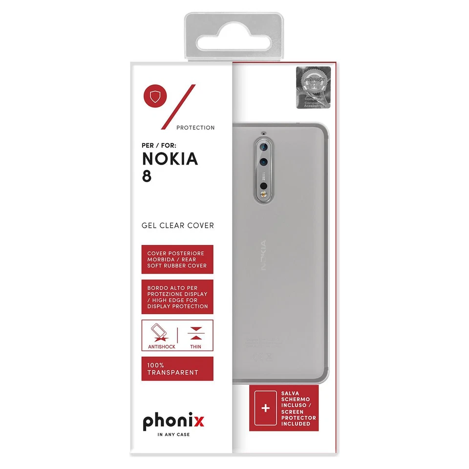 COVER GEL PROTECTION PLUS PHONIX PER NOKIA 8 BIANCO - Immagine 3 di 3