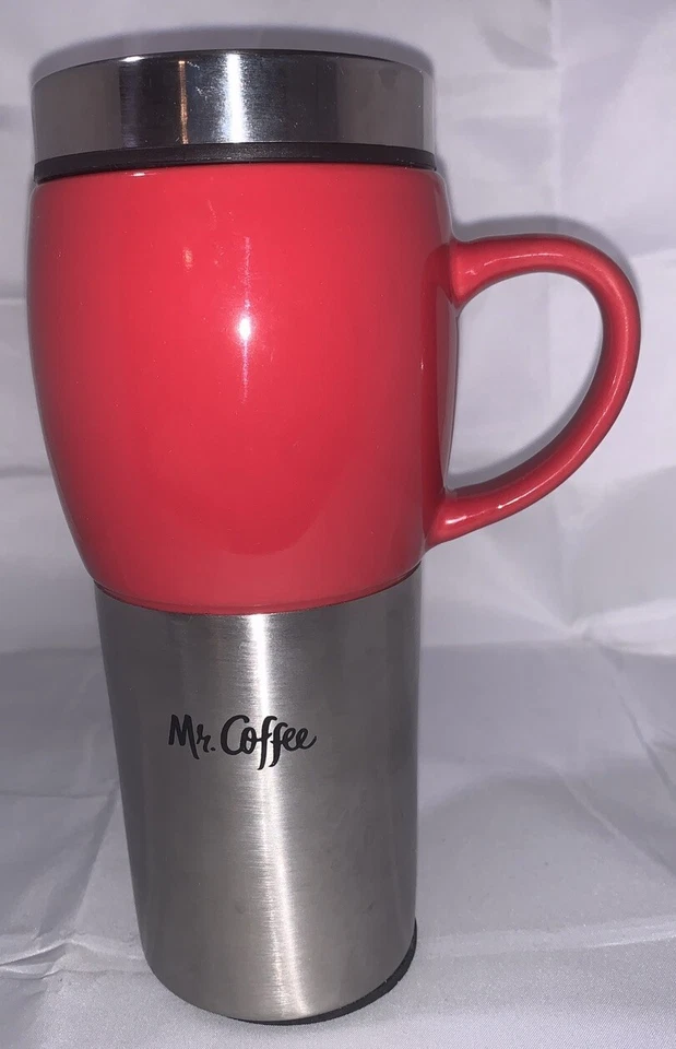 Taza de viaje Mr Coffee Traverse 16 oz roja de acero inoxidable y cerámica Foto 3 de 4