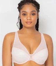 Curvy Couture BLUSHING ROSE Underwire Plunge Bra, US 46DD, UK 46DD