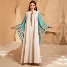 Muslim Women Abaya Long Dress Kaftan Batwing Sleeve Dubai Maxi Turkey Modes Robe