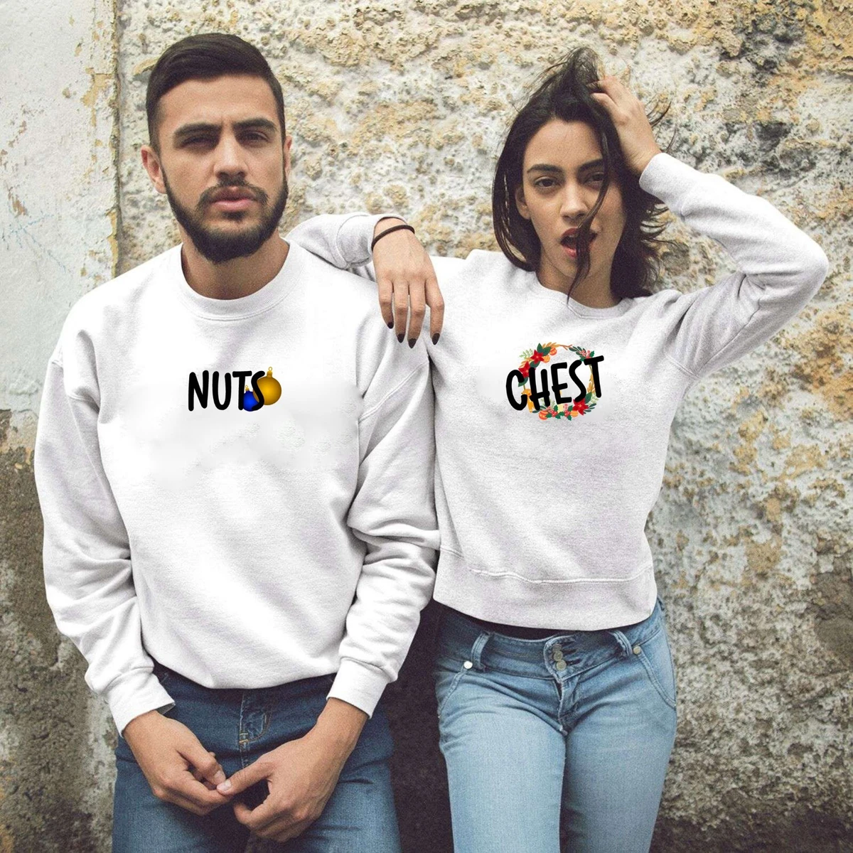 Boyfriend and girlfriend matching christmas jumpers sale