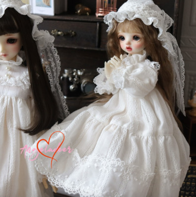 Blythe 1/6 1/4 MSD MDD 1/3 BJD Outfit Clothes White Nightgown Dress+Hat+Socks