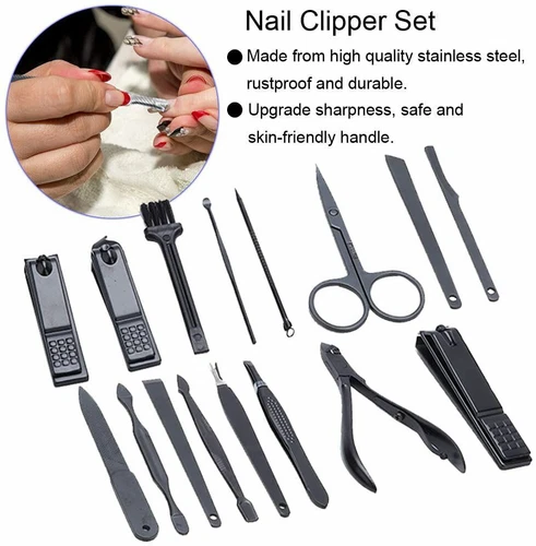 18Pieces Manicure Nail Clippers Grooming Kit Cuticle Remover Pedicure Care Tool - Picture 5 of 11
