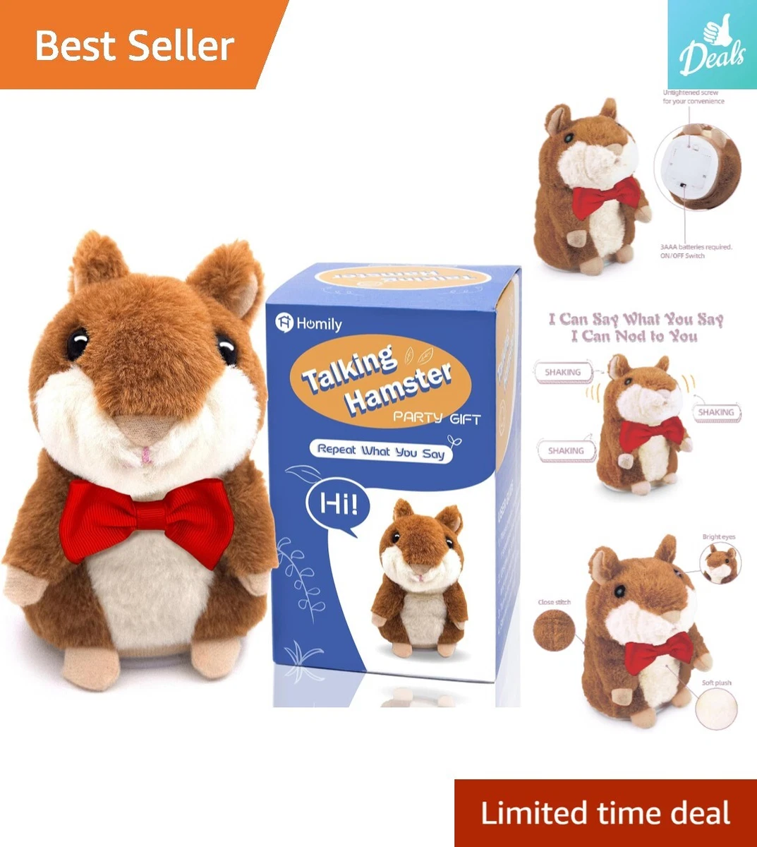 Interactive Talking Hamster Repeats What You Say Long Lasting Plush Toy eBay