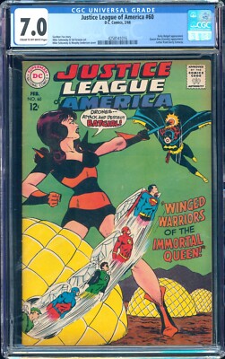 CGC 7.0 F/VF == 1968 JUSTICE LEAGUE #60 / Early Batgirl Cover