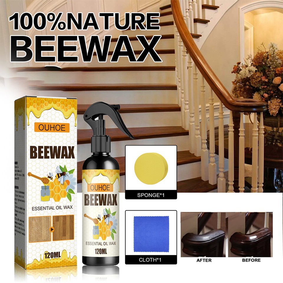 120ml Beewax Spray Furniture Polish, Natural Wood Floor Cleaner and