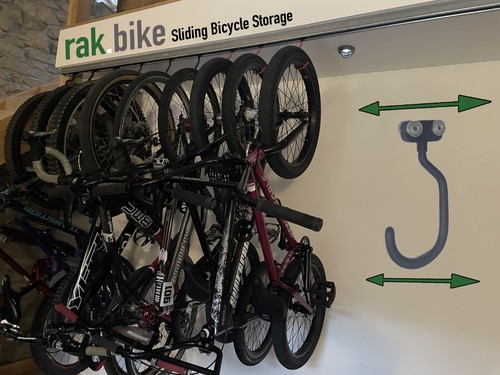 Sliding Bicycle Storage Rack Hooks - Heavy Duty Limit per Hook 2.8" Tyre - 35kg - Picture 1 of 10