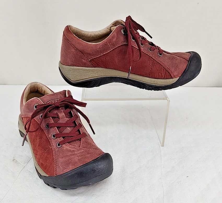 Scarpa KEEN Presidio donna 7 pelle marrone passeggio Oxford piatta 5322 MBRN EU 37 5