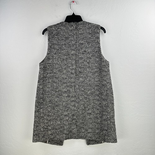 Massimo Dutti Sweater Vest Womens Small Gray White Wool Blend Cardigan Crew Neck - Picture 2 of 9