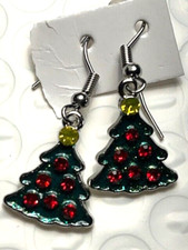 Christmas Earrings - Enamel Christmas Tree Holiday - Brand New