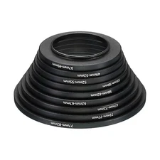 Step Up Rings Set, 9 Pack Lens Filter Adapter Ring for Camera Lenses, Black