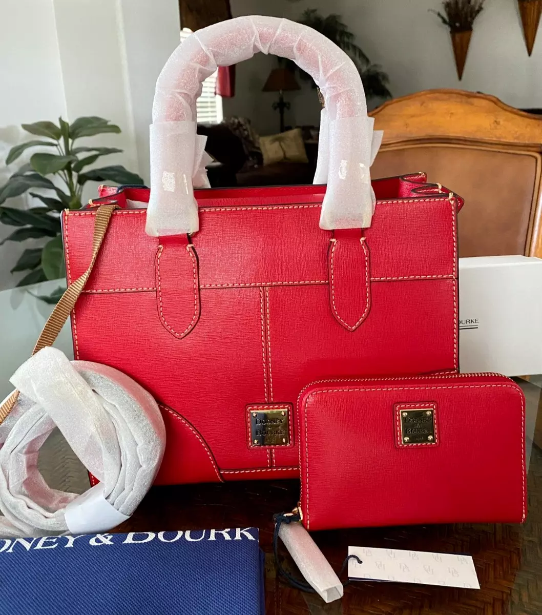 Dooney & Bourke Jayne Red Saffiano Crossbody Bag & Medium Zip  Wallet Set NWT