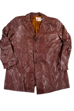 Vintage 70s The Leather Shop Sears Jacket Mens 46 Tall Leather Jacket Fur Lined