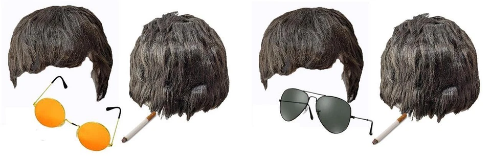 THE DRAGONS DEN Adults Manchester Britpop Brothers Liam & Noel Rock Band Fancy Dress Wig Set