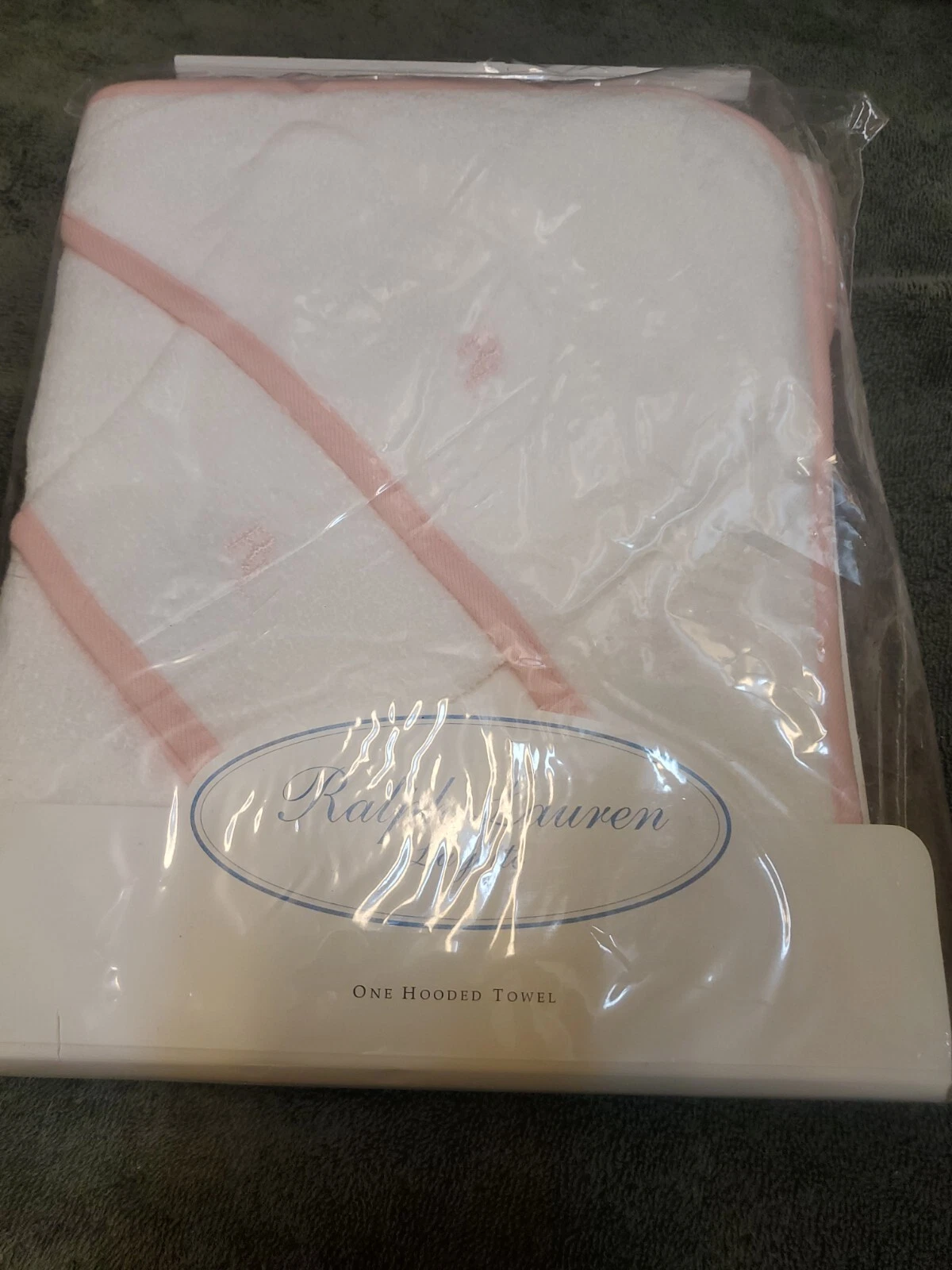 Ralph Lauren Layette Infant Terry Velour Hooded Towel 100% cotton New in package
