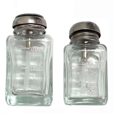 Makeup Polish Remover Dispenser Pump Bottle Clear Nail Glass Push Down Bottle UK