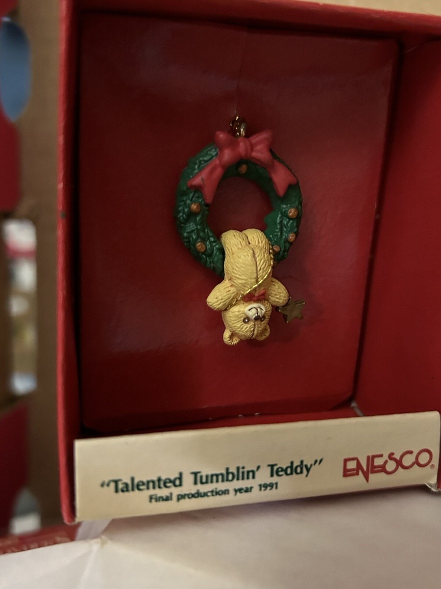 3 Enesco Small Wonders Ornaments Bear Wreaths Talented Teddy