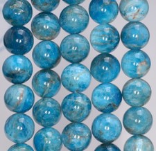 11MM OCEAN BLUE APATITE GEMSTONE GRADE AB ROUND LOOSE BEADS 7.5"