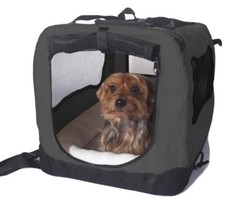 2PET Foldable Dog Crate Soft, Easy to Fold  Carry Dog Crate Medium 24 in Grey