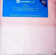 Essential Home 325 Thread Count 4-Piece Full Sheet Set - Pink