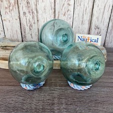 3 x 4" Authentic Japanese Glass Fishing Floats, Old Fish Net Balls From Japan