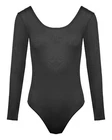 BNWT Full Sleeve Ladies Plain Viscose Bodysuit Scoop Neck Leotard Top 8 -16