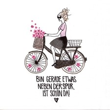 Serviettes en papier fille/femme en vélo. Paper napkins lady woman by bike