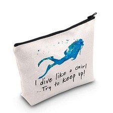 Scuba Diving Girl Gift I Dive A Girl Try To Keep Up Cosmetic Bag scuba lover ...