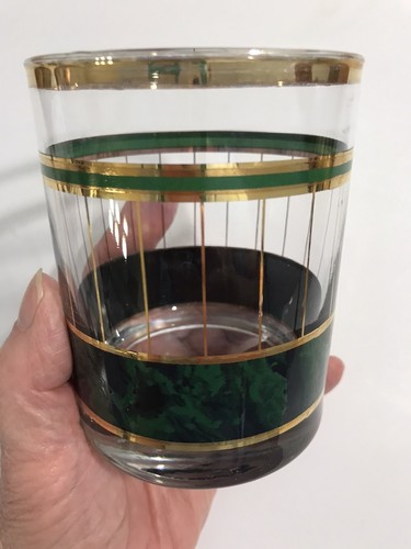 Culver Antigua Malaquita Mármol Verde 22K Oro Rayas De Colección MCM
