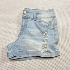 YMI Juniors Denim Shorts sz 3 Light Wash Distressed Cuffed Y2K Summer Casual