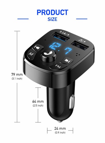 Wireless Car Bluetooth Handsfree FM Transmitter MP3 Player Dual USB Charger Kit - Zdjęcie 2 z 13